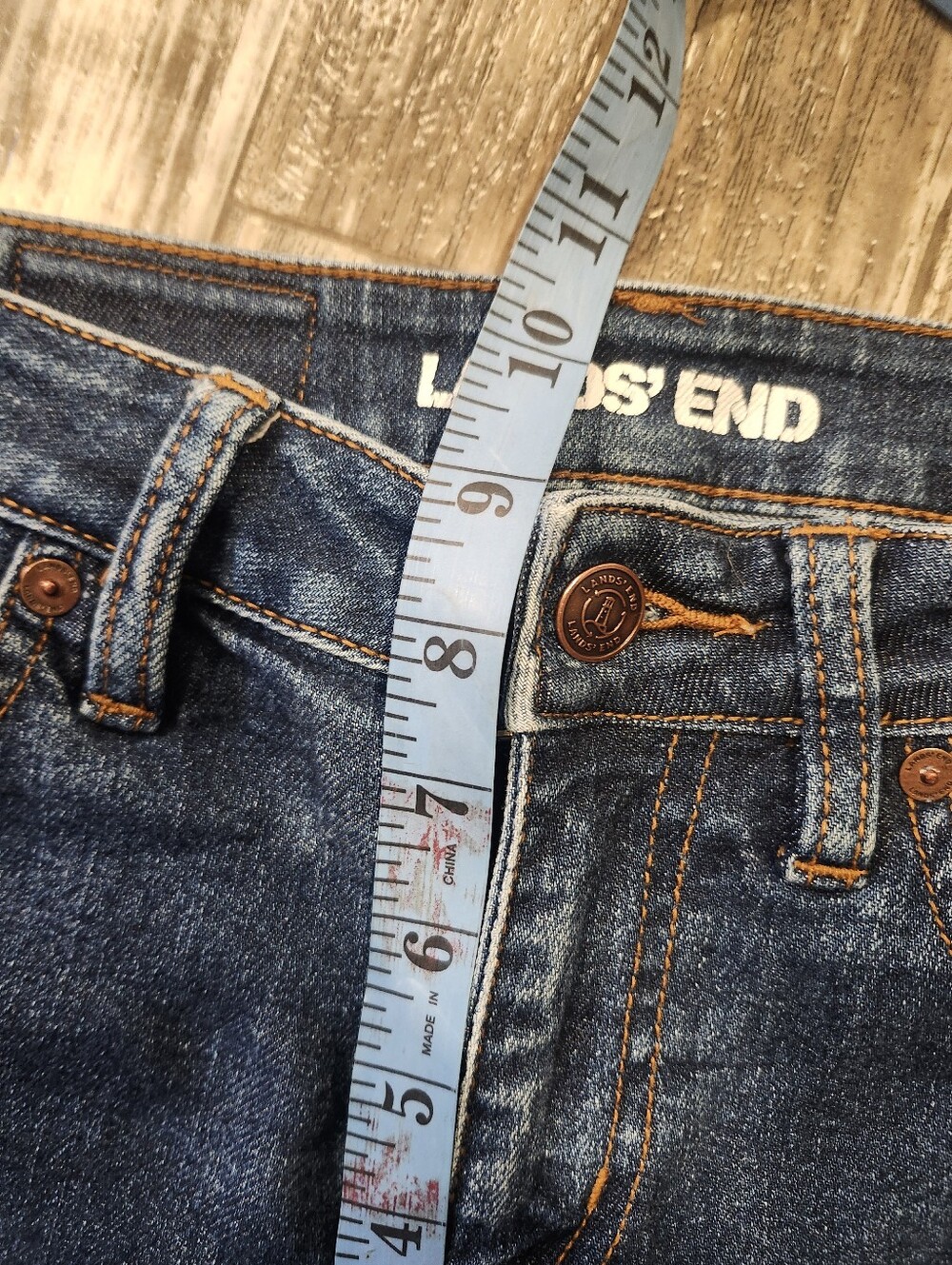 Lands' End Petite Straight Leg Jeans Women's Size 6P Dark Wash Stretch Denim - Picture 7 of 9